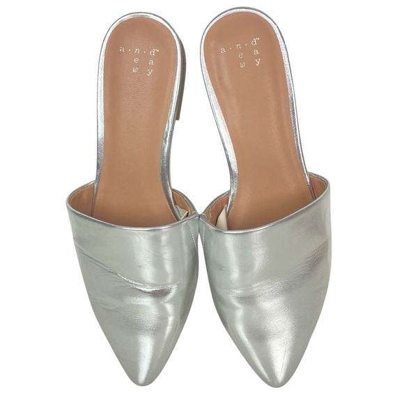 A NEW DAY Silver Slip-on Mules Slides - Size 6 - Picture 2 of 9